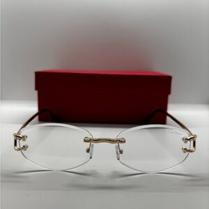 Oval Women's Rimless Eyeglasses in Gold and Clear